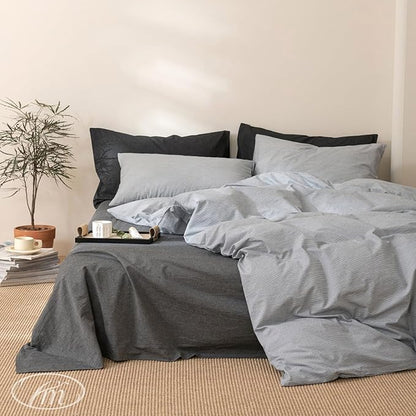 VM VOUGEMARKET Grey Stripes Comforter Set Twin XL Teen Boys Men Down Comforter with 2 Pillowcases,Modern Luxury Pinstriped Bedding Quilt Set 68"x90"