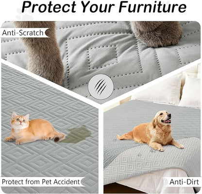 hyha Waterproof Dog Blanket, Soft Pet Bed Blankets, Waterproof Sofa Couch Cover for Dogs Washable, Reversible Pet Couch Covers for Sofa Furniture (40x70 Inch, Grey/Light Grey)