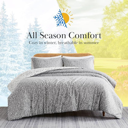 Southshore Fine Living, Inc. Botanical Leaves Collection - 2-Piece Twin Bed Comforter Set, Down Alternative Comforter Set, Microfiber Fabric, Twin Bedding Sets Complement Room Décor, Twin/XL, Grey