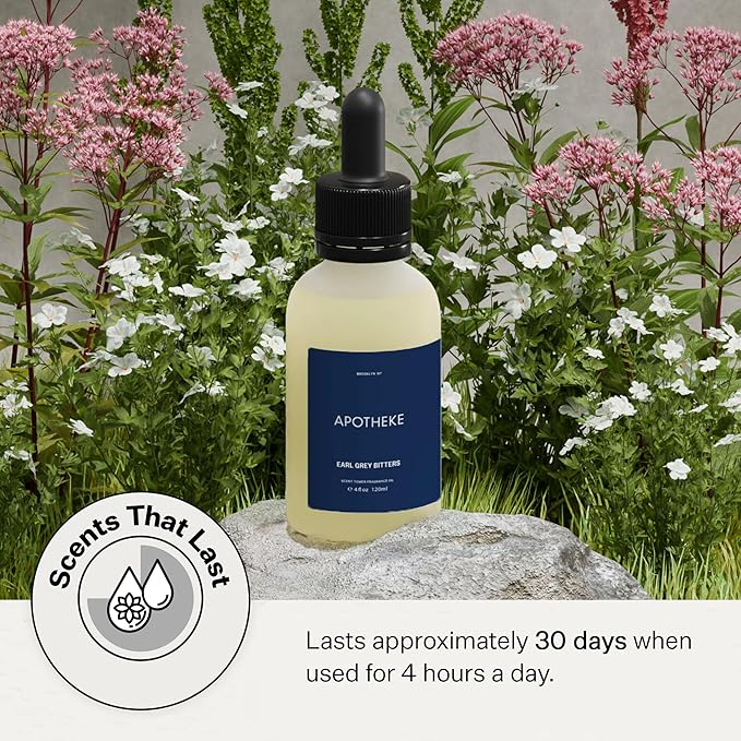 Apotheke Scent Tower Aromatherapy Diffuser Fragrance Refill, Earl Grey Bitters (30 ml) - Long-Lasting Perfume-Grade Essential Oil for Clean & Fresh Home, Office, Hotel & Large Rooms