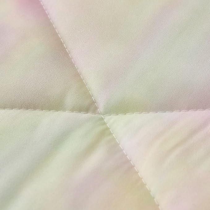 Rainbow Marble Comforter Sets,Texture in Rainbow Colors. Acrylic Painting with Bright Pink, Blue, Green and Yellow Colors.Decorative Bedding Comforter Sets with 2 Pillow Shams, Twin Size