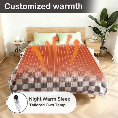 Electric Heated Blanket Full Size 72"×84" with 9 Heating Levels & 1-10Hs Auto Off, Checkered Plaid Double Sided Sherpa, Energy Efficient, Machine Washable, for Couch & Bed, Light Gray