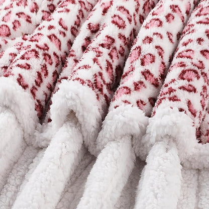 Electric Heated Blanket Full Size 72"×84" with 9 Heating Levels & 1-10Hs Auto Off, Plush Sherpa, Energy Efficient, Machine Washable, for Couch & Bed, Leopard Print Pink & White