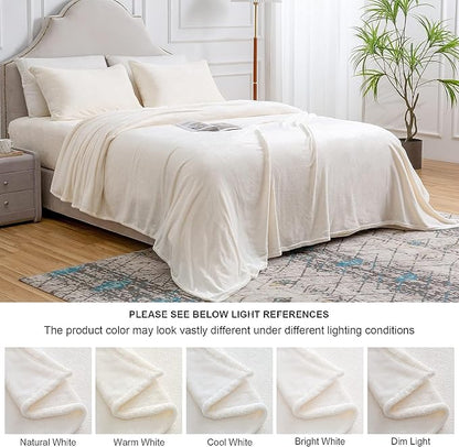BEDELITE Flannel Sheets Twin Size White - Super Soft Fleece Sheets Set Fluffy Extra Plush, 3 Piece(Include Fitted Sheet, Flat Sheet, 1 Pillowcase)