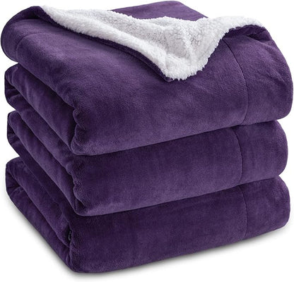 Bedsure GentleSoft Sherpa Fleece Blankets King Size for Bed - Thick and Warm Throw Gifts for Women and Girls, Soft Fuzzy Plush King Christmas Blanket for Winter, Non-Heated, Purple, 108x90 Inches