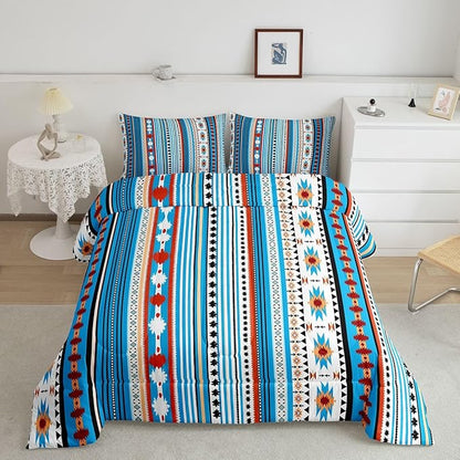 Erosebridal Western Boho Queen Comforter Set,Aztec Quilt,Ethnic Tribal Arrow Bedding Set Country Decor Western Duvet Insert,Western Room Decor for Bedroom Boho Living Room Decor,Southwestern Decor
