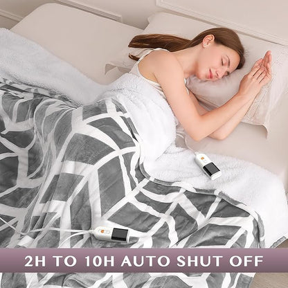 VENTIMI Electric Blanket Queen Size, 84" x 90" Heated Blanket with 9 Heat Levels & 2-4-8-10 Hours Auto Off, Fast Heating Blanket with ETL & FCC Certification, Grey