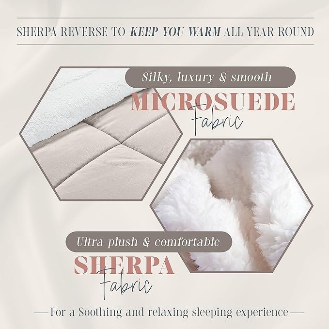 Elegant Comfort Super Soft Sherpa Comforter 2-Piece Set Premium Quality, Heavy Weight Reversible Down Alternative Micro-Suede, Sherpa Comforter, Twin XL, Pearl Cream