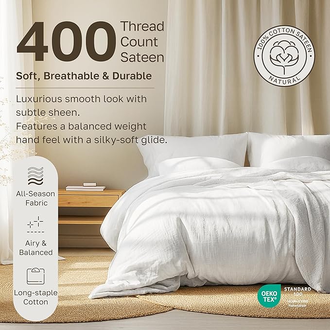 California Design Den 6 Piece King Size Sheets Set with 4 Pillowcases - Soft 400 Thread Count Sateen, 100% Cotton Sheets King Size with Deep Pockets, Durable Bedding Set - Beige (Golden Tone)