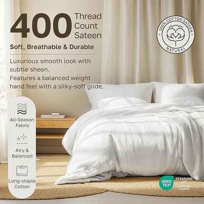 California Design Den 6 Piece King Size Sheets Set with 4 Pillowcases - Soft 400 Thread Count Sateen, 100% Cotton Sheets King Size with Deep Pockets, Durable Bedding Set - Beige (Golden Tone)