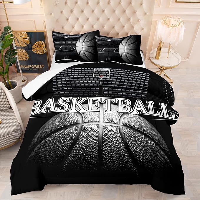 Tailor Shop Basketball Comforter Set for Boys Kids Basketball Bedding King Size with 2 Pillowcase