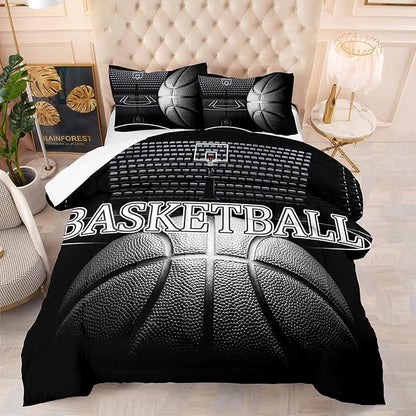 Tailor Shop Basketball Comforter Set for Boys Kids Basketball Bedding Queen Size with 2 Pillowcase