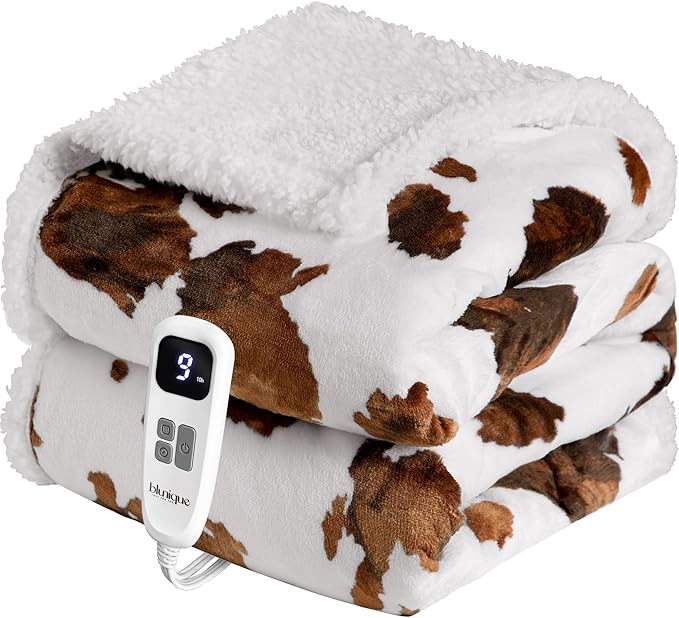 Heated Blanket Throw Blanket - Fast Heating Electric Blanket, Soft Flannel Heated Throw with 10 Time Settings,10 Heating Settings, Warm Gifts for Women & Mom & Grandma(50"x60"Brown Highland)
