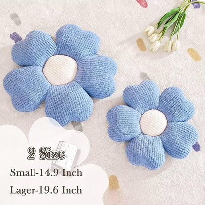 Flower Throw Pillow, Cute Flower Shaped Pillow Decorative Throw Pillow for Bed Couch, Soft Daisy Pillows Floor Seating Cushion Cushions (19.6 Inch Blue)