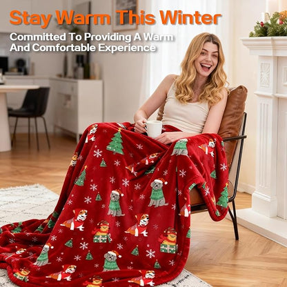Electric Blanket Heated Throw, Soft Flannel 50"x60" Plaid Heating Blanket with 8 Hours Auto Off 10 Fast Heating Levels Machine Washable Sherpa Heated Blanket with Overheating Protection
