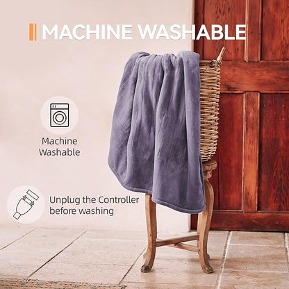 Heated Blanket 50''x60''-Soft and Comfortable Electric Throw,5 Heat Settings and 3H Auto Shut-Off Heating Blanket ETL&FCC Certification Machine Washable (Dusty Purple)