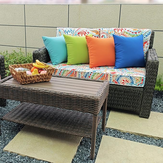 JMGBird Water-Resistant Outdoor Pillows Set of 2, 18x18 inch Durable Pure Green Throw Pillows with Inserts for Patio Furniture