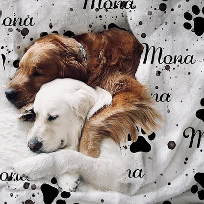 Personalized Dog Blanket, Customized Pet Blankets with Name Picture, Throw Blanket for Small Medium Large Dog Puppy Cat