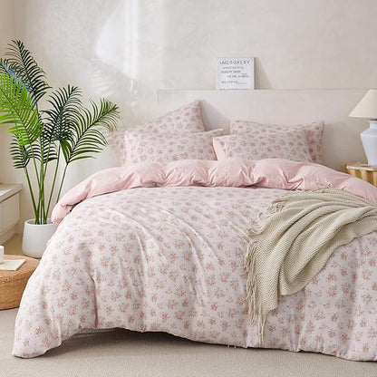 Floral Queen Comforter Set 3 Pieces Soft Cute Floral Bedding Comforter Lightweight Garden Style Queen Floral Botanical Comforter Set for All Seasons 1 Comforter and 2 Pillowcases