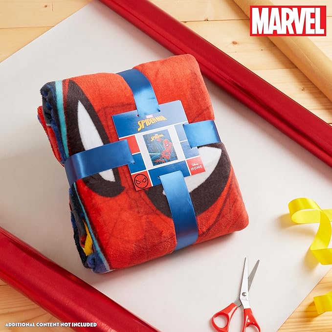 Disney Marvel Spiderman Throw Blanket Soft Fleece Blanket Comforter 59 x 51” (Blue Spiderman)