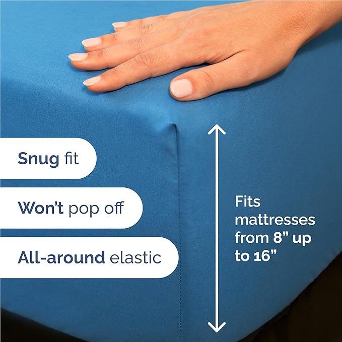 Full Size 4 Piece Sheet Set - Comfy Breathable & Cooling Bed Sheets Set - Hotel Luxury Bedding for Women, Men, Kids, Teens, Boys & Girls - Deep Pockets, Soft and Wrinkle Free - Oeko-Tex - Denim Blue