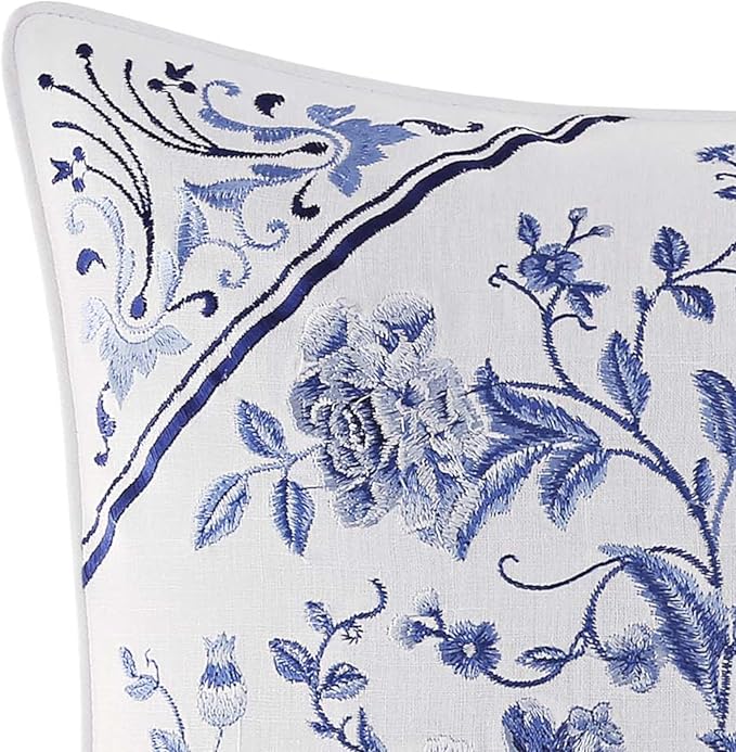 Laura Ashley - Throw Pillow with Envelope Closure, Elegant Home Decor for Bed or Sofa (Charlotte Blue, 16" x 16")