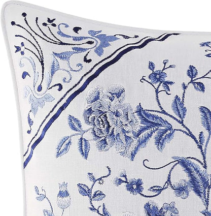 Laura Ashley - Throw Pillow with Envelope Closure, Elegant Home Decor for Bed or Sofa (Charlotte Blue, 16" x 16")