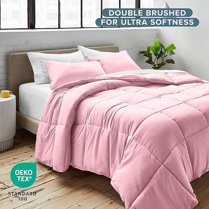 Bare Home Comforter Set - King/California King Size - Ultra-Soft - Goose Down Alternative - Premium 1800 Series - All Season Warmth (King/Cal King, Light Pink)