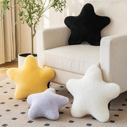 Star Pillow, Decorative Throw Pillow with Plush for Couch, Cute Decor Pillows for Bed, Aesthetic Star Shaped Pillow Fun Cushion for Sofa Living Room (Ivory White, 19.6 Inches)
