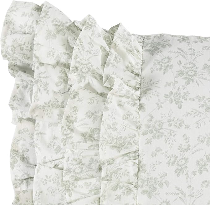 Laura Ashley Home - Throw Pillow with Envelope Closure, Elegant Home Decor for Bed or Sofa (Harper Pale Green, 14" x 20")