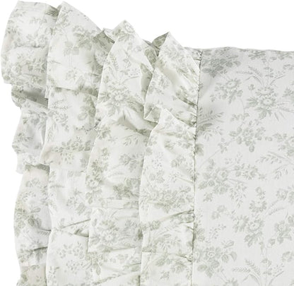 Laura Ashley Home - Throw Pillow with Envelope Closure, Elegant Home Decor for Bed or Sofa (Harper Pale Green, 14" x 20")