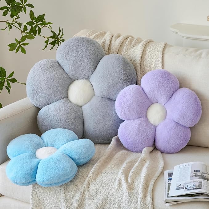 Zlgkjk Flower Pillows, Decorative Throw Pillow with Soft Plush for Couch Bed, Cute Daisy Pillow Cushion Home Decor Floral Throw Pillow (Lavender Purple, 14.9 Inches)