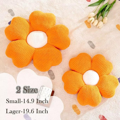 Flower Throw Pillow, Cute Flower Shaped Pillow Decorative Throw Pillow for Bed Couch, Soft Daisy Pillows Floor Seating Cushion Cushions (19.6 Inch Orange)