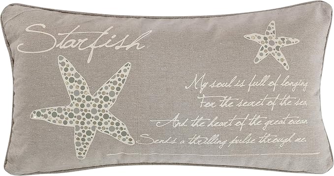 Levtex Home - Kailua - Decorative Pillow (12x24n.) - Starfish - Taupe and Cream - Feather Filled