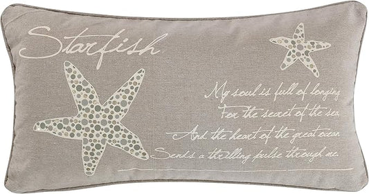 Levtex Home - Kailua - Decorative Pillow (12x24n.) - Starfish - Taupe and Cream - Feather Filled