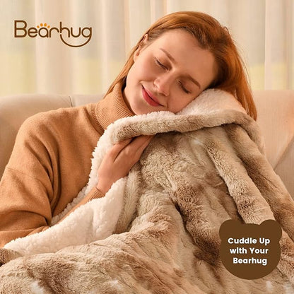 Bearhug Electric Throw Blanket 50" x 60", Faux Fur & Sherpa Heated Throw, 6 Heating Levels & 4H Auto Off, Over-Heat Protect, ETL Certification, Machine Washable