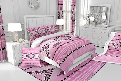 Feelyou Pink Boho Western Bedding Set Twin Size Kids Southwest Native Tribal Comforter for Boys Girls Teens Geometric Comforter Set Soft Microfiber West Room Decor