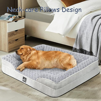 Orthopedic Dog Bed for Large Medium Sized, Washable Memory Foam Large Dog Bed, Durable Medium Pet Sofa with Removable Cover, Washable Waterproof Pet Couch Beds(Grey, XL)