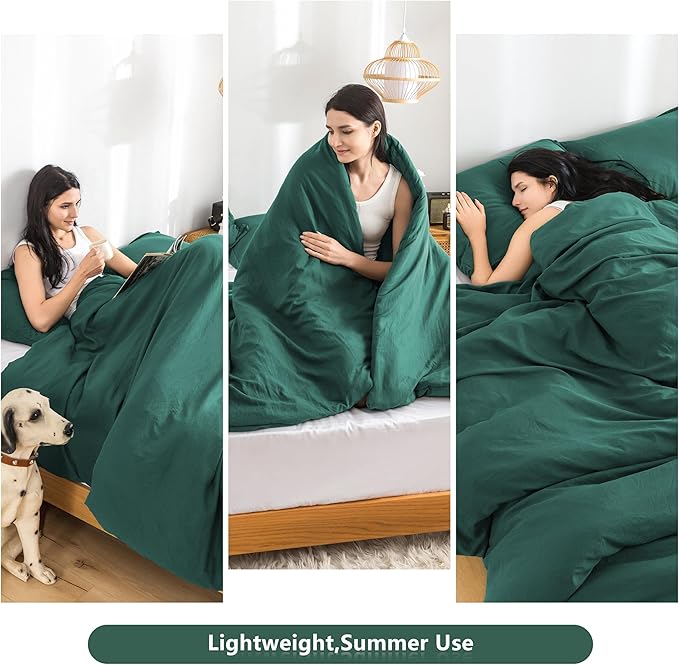 COTTEBED Ultra-Soft Polycotton Bedding Comforter Set Twin XL/Twin Size - Hunter Forest Green Cozy Lightweight Solid Bed Quilt Blanket for Kid Teens School College Dorm All Season Use - Emerald Green