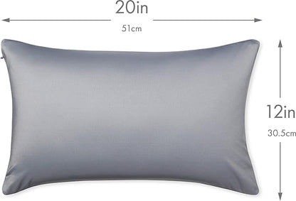 PILLOWY 12"x20" Throw Pillowcases (Cover Only) - 85/15 Nylon, Spandex - Luxurious, Silky, Stretchy & Soft - 1Pcs Solid Color - A Perfect Choice for Couch Chairs Sofa Bed Adult/Kids Bedroom, Dark Grey
