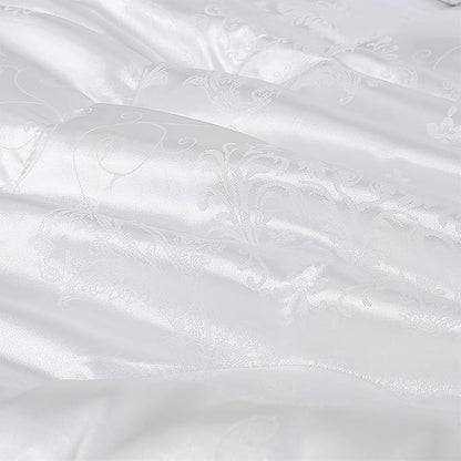 White King Size Comforter Set, 3pcs Silk Jacquard Ultra Soft Bed Comforter Set, Lightweight Quilt Blanket for King Bed (104x90inches)