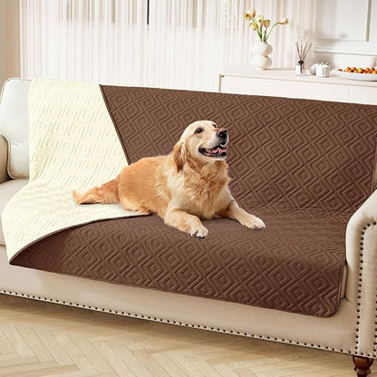 hyha Waterproof Dog Blanket, Soft Dog Bed Cover Pet Blankets, Waterproof Sofa Couch Cover for Dogs Washable, Reversible Pet Couch Covers for Sofa Furniture (52x82 Inch, Brown/Beige)