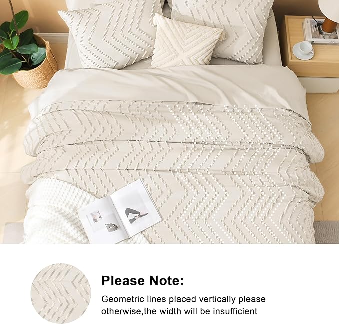 Litanika California King Comforter Set with Sheets Beige - 7 Pieces Bed in a Bag Cal King Cream Boho Tufted Complete Bedding Sets with Comforter, Sheets, Pillowcases & Shams
