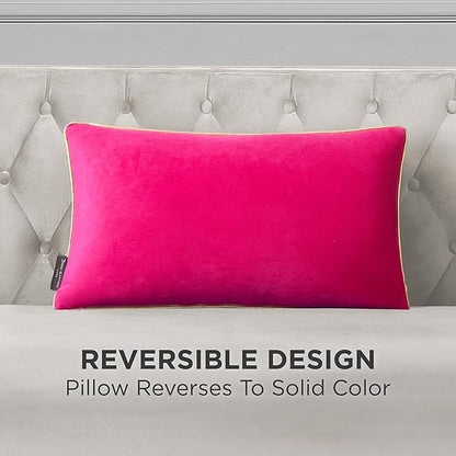 Juicy Couture Reversible Velvet Cheetah Pillow, 14" x 24" Decorative Pillow, Hot Pink