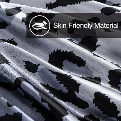 A Nice Night Leopard Printed，Satin Silky Soft Quilt Sexy Luxury Super Soft Microfiber Comforter Quilt Bedding Comforter Set Full/Queen, Light Weighted (Silver, King(88-by-102-inches))