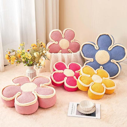 Soft Flower Shaped Floor Cushion, Decorative Throw Pillow, Cute Seating Cushion, Plush Pillows for Sofa Couch Bed (17.7 Inch, Hot Pink)