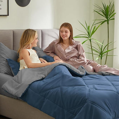 Joiedomi Full Size Comforter Set with Sheets Navy Blue, 7 Pieces Full Size Bed Set with 1 Down Alternative Comforter, 1 Flat Sheet, 1 Fitted Sheet, 2 Pillowcases and 2 Pillow Shams, Bed in a Bag