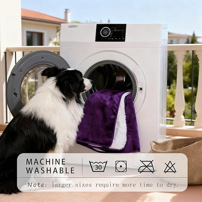 Smiry Waterproof Dog Bed Blanket, Leakproof Pet Throw Blanket for Bed Couch Sofa, Reversible Sherpa Fleece Furniture Protector Cover for Small Medium Large Dogs Cats (Purple, 60x80 inches)
