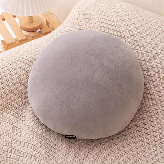 MOJUN Round Throw Pillow, 15.7" Soft Solid Color Round Sofa Lumbar Pillow Floor Pillow Home Decorative Pillow Cushion for Couch Car Living Room Bedroom, Grey