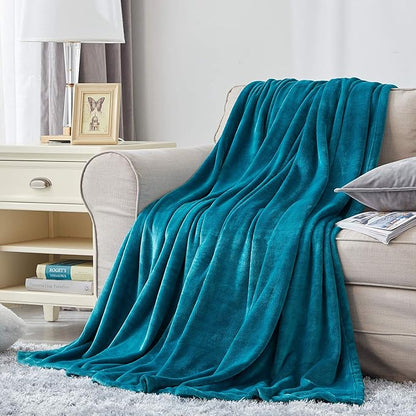 Hansleep Fleece Queen Blanket for Bed Fleece Teal, Queen Size Super Soft Flannel Fuzzy Plush Cozy Blanket for All Seasons, Teal, Queen 90x90 Inches